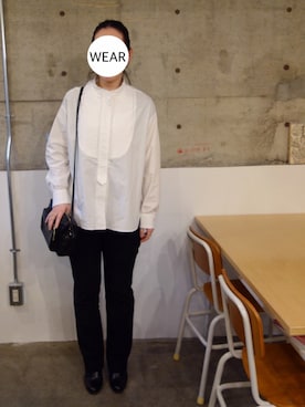 「ADAM ET ROPE'（アダムエロペ）のミディー丈ショートブーツ（ブーツ）」を使った、srinさん（レディース・163cm）の冬コーディネート