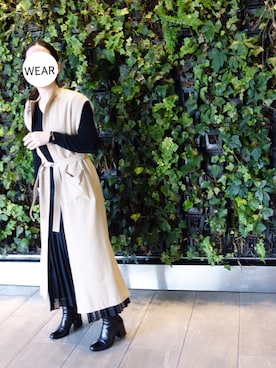 「ADAM ET ROPE'（アダムエロペ）のミディー丈ショートブーツ（ブーツ）」を使った、srinさん（レディース・163cm）の冬コーディネート
