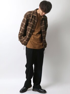 「茶色」｜「アイテム（ブルゾン）」を使った、Kanoさん（メンズ・178cm）の冬コーディネート