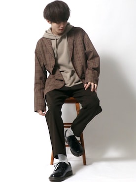 「SITRY（シトリー）のアイテム（テーラードジャケット）」を使った、SITRYさん（メンズ・178cm）の冬コーディネート