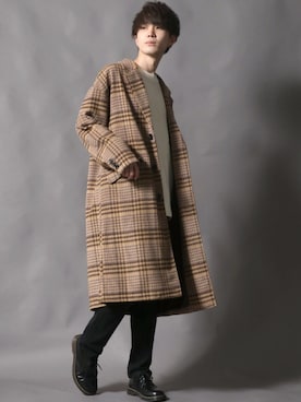 「SITRY（シトリー）のアイテム（チェスターコート）」を使った、Kanoさん（メンズ・178cm）の秋コーディネート