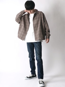 「SITRY（シトリー）のアイテム（ステンカラーコート）」を使った、Kanoさん（メンズ・178cm）の冬コーディネート