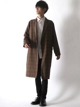 「SITRY（シトリー）のアイテム（チェスターコート）」を使った、Kanoさん（メンズ・178cm）の冬コーディネート