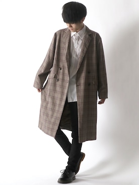 「SITRY（シトリー）のアイテム（チェスターコート）」を使った、Kanoさん（メンズ・178cm）の冬コーディネート