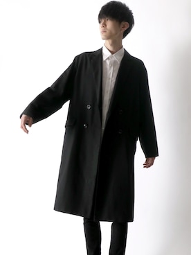 「SITRY（シトリー）のアイテム（チェスターコート）」を使った、Kanoさん（メンズ・178cm）の冬コーディネート