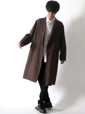 「SITRY（シトリー）のアイテム（チェスターコート）」を使った、Kanoさん（メンズ・178cm）の冬コーディネート