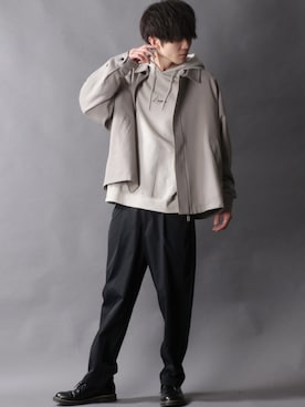 「SITRY（シトリー）のアイテム（ステンカラーコート）」を使った、Kanoさん（メンズ・178cm）の春コーディネート