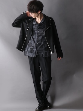 「SITRY（シトリー）のアイテム（ライダースジャケット）」を使った、Kanoさん（メンズ・178cm）の春コーディネート