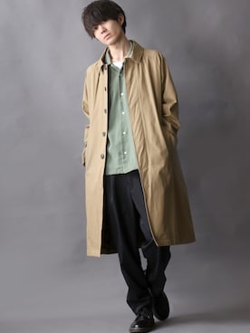 「SITRY（シトリー）のアイテム（ステンカラーコート）」を使った、Kanoさん（メンズ・178cm）の春コーディネート