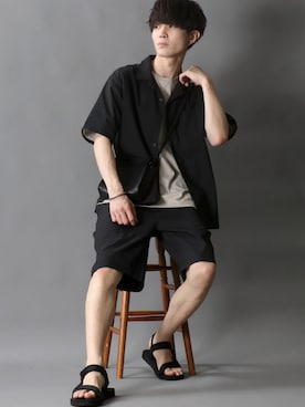 「ルームウェア」｜「アイテム（ジャケット/アウター）」を使った、Kanoさん（メンズ・178cm）の春コーディネート
