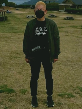 「no brand（ノーブランド）のアイテム（MA-1）」を使った、トッキ―さん「半ズボンの人」さん（メンズ・170cm）の春コーディネート