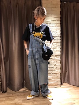 「ビックＴシャツ」｜「アイテム（サロペット/オーバーオール）」を使った、natalieさん（レディース・160cm）の夏コーディネート