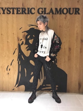 「HYSTERIC GLAMOUR（ヒステリックグラマー）のアイテム（スカジャン）」を使った、natalieさん（レディース・160cm）の秋コーディネート