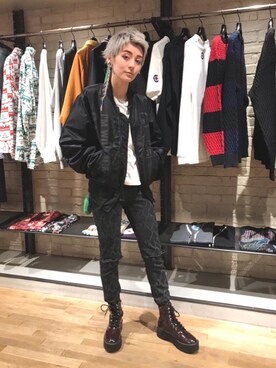 「パンクコーデ」｜「アイテム（ミリタリージャケット）」を使った、natalieさん（レディース・160cm）の秋コーディネート