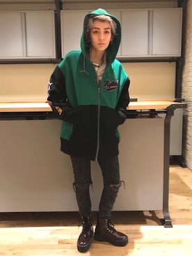 「パンクコーデ」｜「アイテム（ブルゾン）」を使った、natalieさん（レディース・160cm）の秋コーディネート
