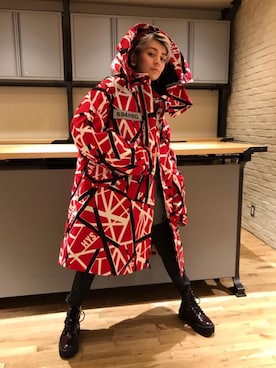 「red」｜「アイテム（ミリタリージャケット）」を使った、natalieさん（レディース・160cm）の秋コーディネート