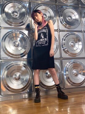 「パンクコーデ」｜「アイテム（ワンピース/ドレス）」を使った、natalieさん（レディース・160cm）の春コーディネート