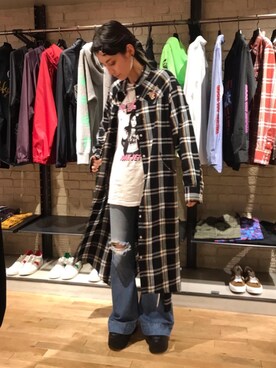 「コラボレーション」｜「アイテム（シャツワンピース）」を使った、natalieさん（レディース・160cm）の秋コーディネート