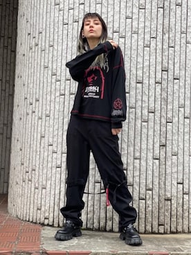 「ロックコーデ」｜「アイテム（スウェット）」を使った、natalieさん（レディース・160cm）の冬コーディネート
