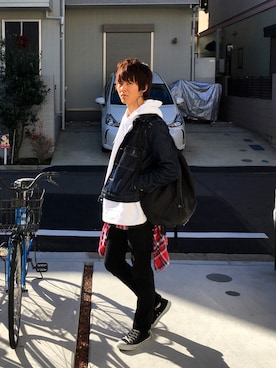 「BACK NUMBER（バックナンバー）のアイテム（デニムジャケット）」を使った、K.Tさん（メンズ・178cm）の冬コーディネート