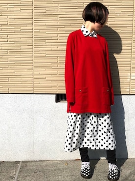 「水玉」｜「アイテム（シャツワンピース）」を使った、naomiさん（レディース・153cm）の春コーディネート