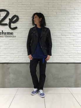 「JOURNAL STANDARD relume（ジャーナルスタンダード　レリューム）のアイテム（ライダースジャケット）」を使った、nakaさん（メンズ・180cm）の秋コーディネート