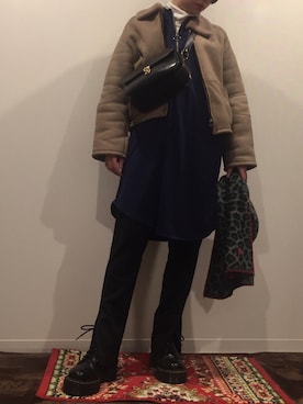 「CELINE」｜「アイテム（ムートンコート）」を使った、AIMIさん（レディース・162cm）の冬コーディネート