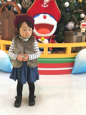 「present（プレゼント）のアイテム（帽子）」を使った、Sakuiiさん（キッズ・80cm）の夏コーディネート