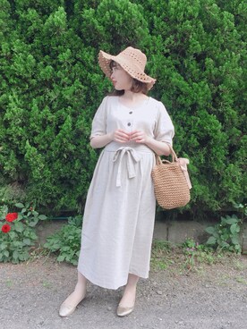 「GOGOSING（ゴゴシング）のアイテム（帽子）」を使った、リ・ポジェさん（レディース・149cm）の夏コーディネート