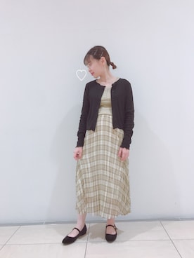 「earth music&ecology（アースミュージックアンドエコロジー）のアイテム（バレエシューズ、ブラック系）」を使った、リ・ポジェさん（レディース・148cm）の秋コーディネート