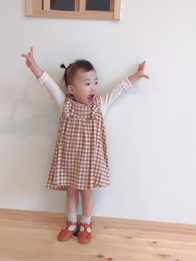 「アイテム（ワンピース/ドレス）」を使った、リ・ポジェさん（キッズ・80cm）の秋コーディネート