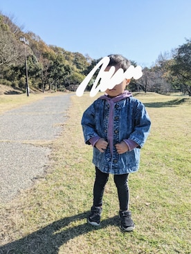 「no brand（ノーブランド）のアイテム（デニムジャケット）」を使った、ha_tyunさん（キッズ・90cm）の冬コーディネート