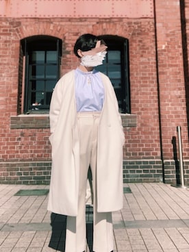 「LOWRYS FARM（ローリーズファーム）のセンタープレスカラーフレアパンツ　870189（その他パンツ）」を使った、蒼さん（レディース・161cm）の冬コーディネート