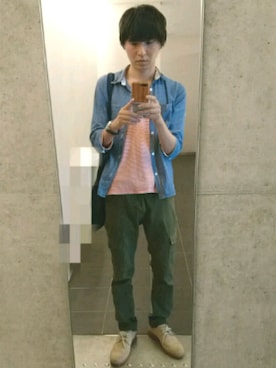 「Johnbull Private labo（ジョンブルプライベートラボ）のアイテム（カーゴパンツ）」を使った、yutaka9さん（メンズ・174cm）の春コーディネート