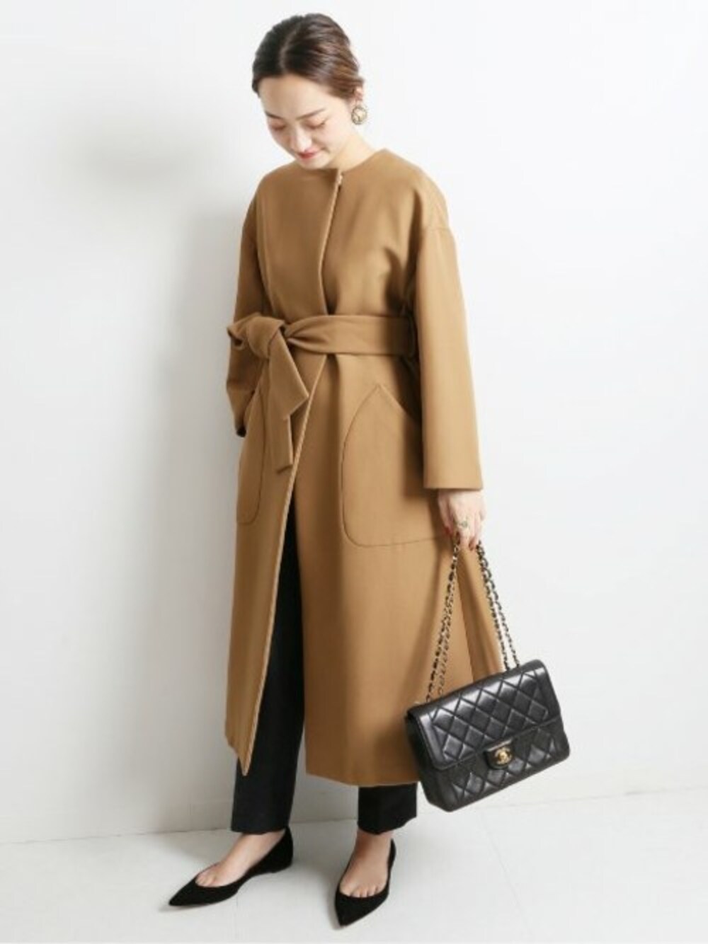 「コート、ドット、キレイめ、コートスタイル、ドットパンツ、テント、VERMEIL par iena」｜「VERMEIL par ienaのW/E二重織 テントラインコート◆（その他アウター、イエロー系）」を使った、yukiさん（レディース・160cm）の夏コーディネートの1枚目の写真