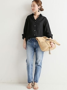 【専用】ヴェルメイユパーイエナ　麻ビッグシャツ　リネン　ゆったり　黒 VERMEIL par iena（ヴェルメイユパーイエナ）の「麻BIGシャツ