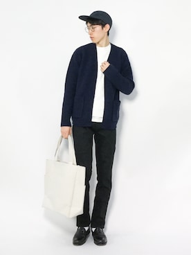 「jiggys shop（ジギーズショップ）のアイテム（スラックス）」を使った、Morikawa Yoshinoriさん（メンズ・176cm）の冬コーディネート