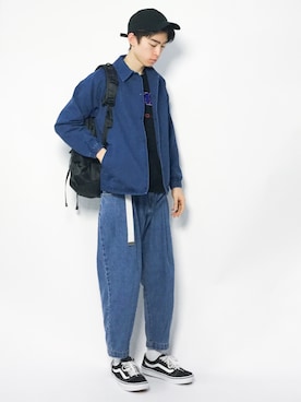 「デニム オン デニム」｜「アイテム（その他アウター）」を使った、Morikawa Yoshinoriさん（メンズ・176cm）の冬コーディネート