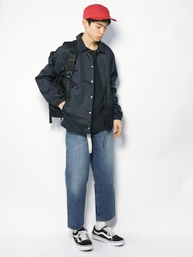 「go slow caravan（ゴースローキャラバン）のアイテム（その他アウター）」を使った、Morikawa Yoshinoriさん（メンズ・176cm）の冬コーディネート