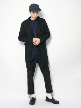 「improves（インプローブス）のアイテム（チェスターコート）」を使った、Morikawa Yoshinoriさん（メンズ・176cm）の冬コーディネート