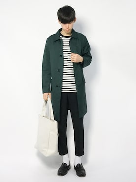 「417 EDIFICE（フォーワンセブンエディフィス）のアイテム（ステンカラーコート）」を使った、Morikawa Yoshinoriさん（メンズ・176cm）の冬コーディネート