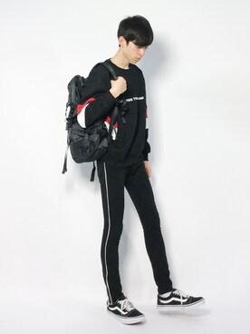 「NOISE MAKER（ノイズメーカー）のアイテム（パンツ）」を使った、Morikawa Yoshinoriさん（メンズ・176cm）の冬コーディネート