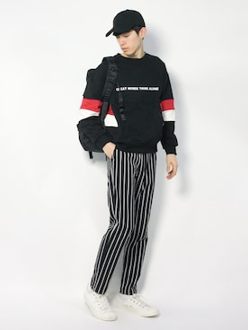 「NOISE MAKER（ノイズメーカー）のアイテム（パンツ）」を使った、Morikawa Yoshinoriさん（メンズ・176cm）の冬コーディネート