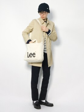 「LEE」｜「アイテム（ステンカラーコート）」を使った、Morikawa Yoshinoriさん（メンズ・176cm）の冬コーディネート