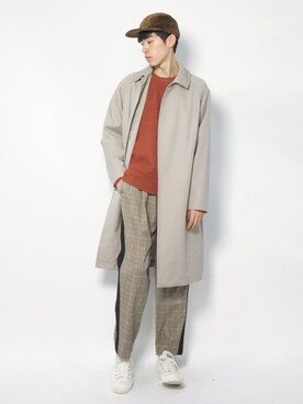 「417 EDIFICE（フォーワンセブンエディフィス）のアイテム（ステンカラーコート）」を使った、Morikawa Yoshinoriさん（メンズ・176cm）の冬コーディネート