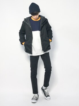 「RAGEBLUE（レイジブルー）のアイテム（マウンテンパーカー）」を使った、Morikawa Yoshinoriさん（メンズ・176cm）の冬コーディネート