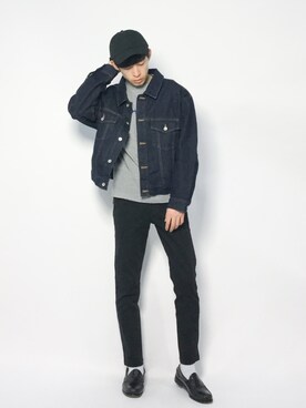 「Lui's（ルイス）のアイテム（デニムジャケット）」を使った、Morikawa Yoshinoriさん（メンズ・176cm）の冬コーディネート