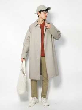 「417 EDIFICE（フォーワンセブンエディフィス）のアイテム（ステンカラーコート）」を使った、Morikawa Yoshinoriさん（メンズ・176cm）の冬コーディネート