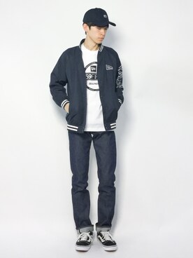 「JOURNAL STANDARD（ジャーナルスタンダード）のアイテム（スタジャン）」を使った、Morikawa Yoshinoriさん（メンズ・176cm）の春コーディネート