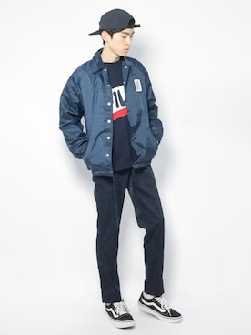 「ナイロンパーカー」｜「アイテム（スウェット）」を使った、Morikawa Yoshinoriさん（メンズ・176cm）の春コーディネート